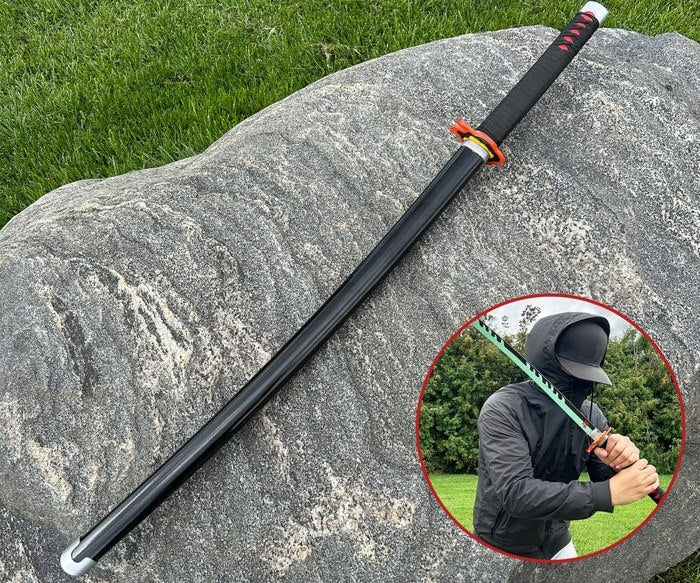 Demon Slayer: Tanjiro Flame Black Wooden Katana