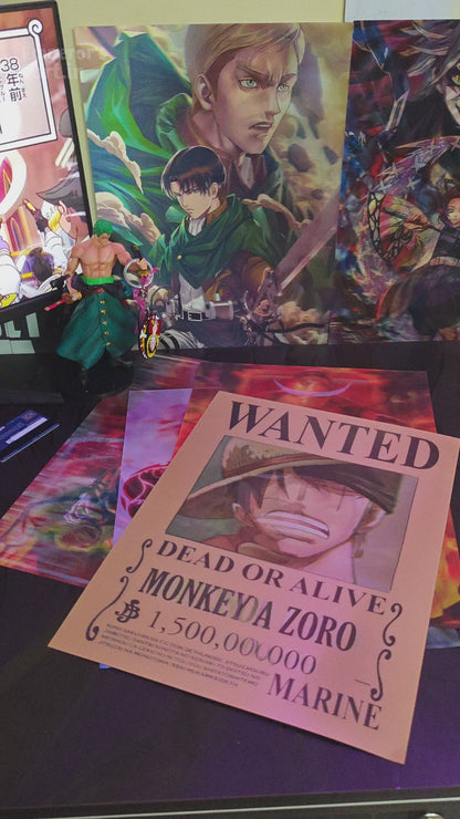 One Piece 3D Poster | Zoro - Luffy Wanted Poster